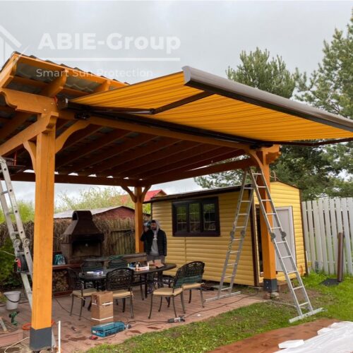 Фотографии выполненных работ компании «ABIE-GROUP» кассетной маркизы KYMA. г.Дмитров, Московской обл.